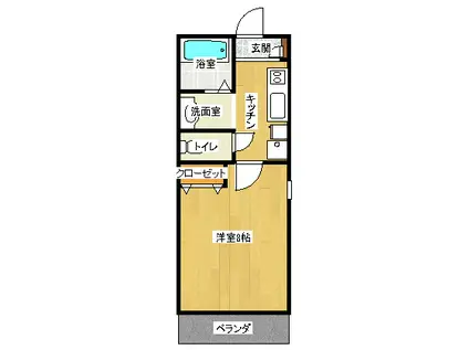 ロワール境南(1K/2階)の間取り写真