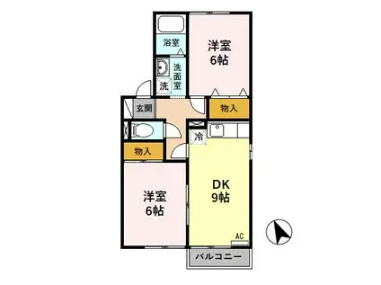 セジュール佐賀(2DK/1階)の間取り写真