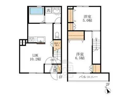 カーサモーラ(2LDK/2階)の間取り写真