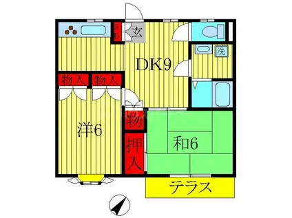 グリーンハイツ八ヶ崎(2DK/1階)の間取り写真