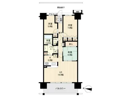 東京スイート・レジデンス(3LDK/8階)の間取り写真