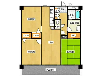 ルミナス下郡(3LDK/2階)の間取り写真