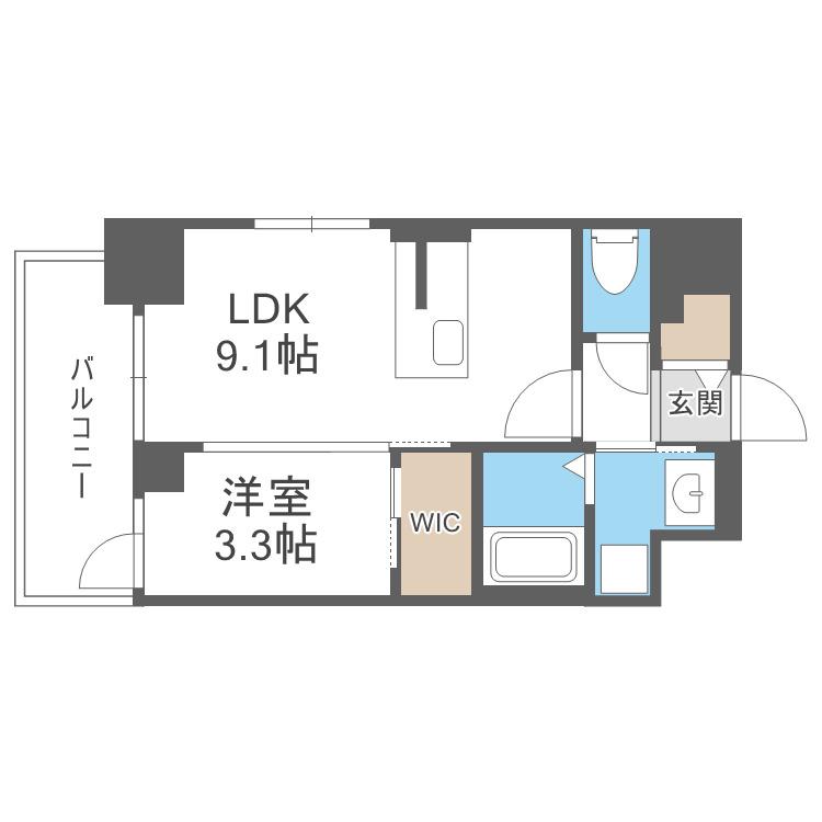 S-RESIDENCE松屋町ASENCE(1LDK/7階)の間取り写真