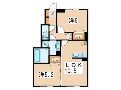 ポラリスF I(2LDK/1階)の間取り写真