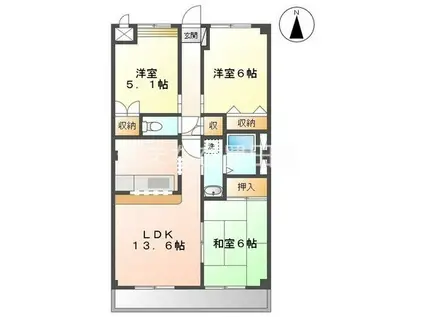 コーディアル三好(3LDK/2階)の間取り写真