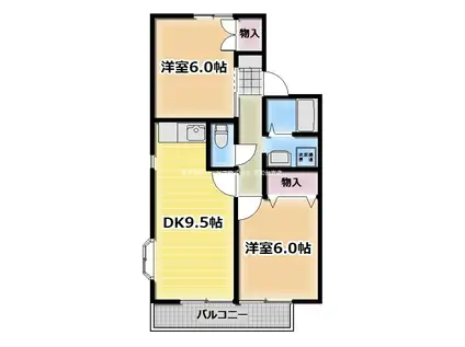 パークスクエアB(2DK/1階)の間取り写真