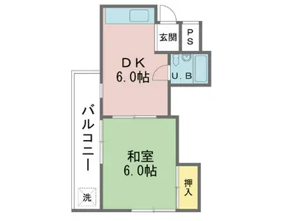 コーポ春日野(1DK/2階)の間取り写真