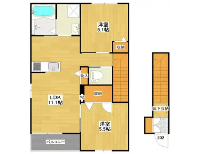 ソレアードN(2LDK/2階)の間取り写真