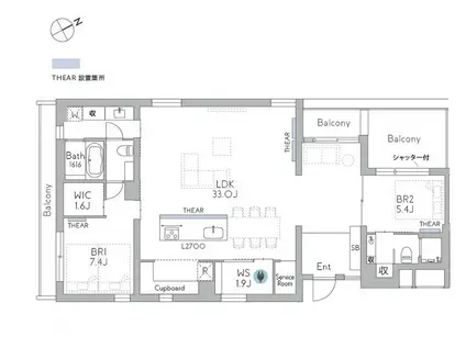 THE GRANDUO FUTAKOTAMAGAWA(2SLDK/5階)の間取り写真