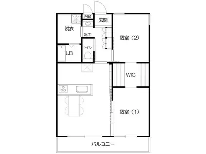 弐番町FLAT(2LDK/3階)の間取り写真