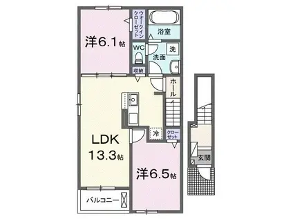 メゾン ド リー II(2LDK/2階)の間取り写真