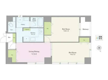 エスペランサII(2LDK/5階)の間取り写真