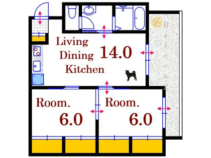 NIKKEI 南竹屋I(2LDK/5階)の間取り写真