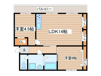 マデーラ東勝山(2LDK/3階)の間取り写真