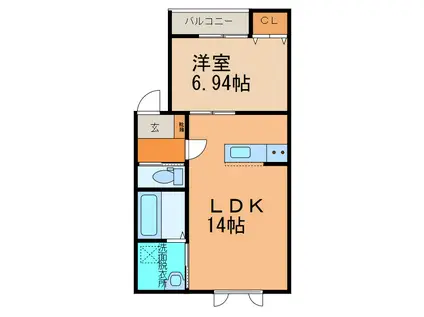 ENTREE(1LDK/3階)の間取り写真