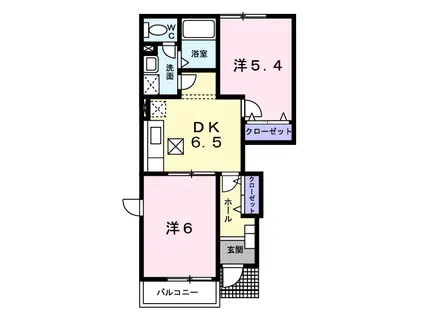 グリーンプレイスII(2DK/1階)の間取り写真