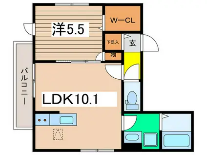 クレアコート(1LDK/1階)の間取り写真