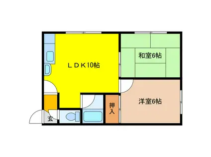 コーポプライム(2LDK/1階)の間取り写真
