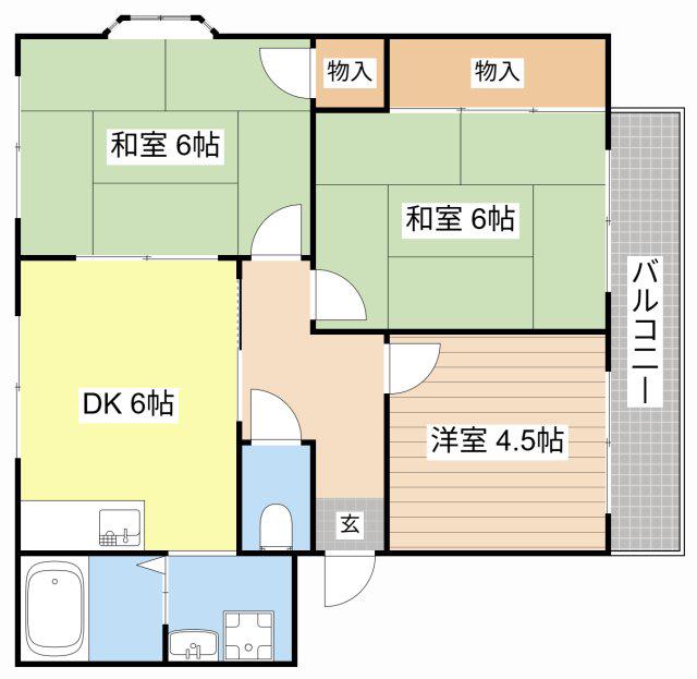 サンハイツ中川(3DK/1階)の間取り写真