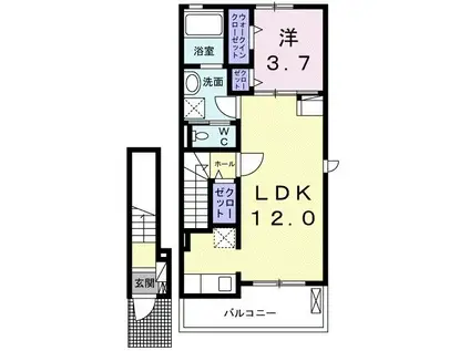 ラ・クレアII(1LDK/2階)の間取り写真