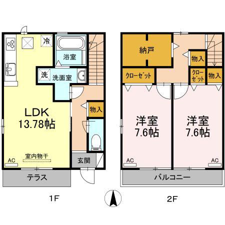 ルミエールS(2LDK/1階)の間取り写真