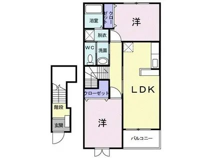 クールカーサ(2LDK/2階)の間取り写真