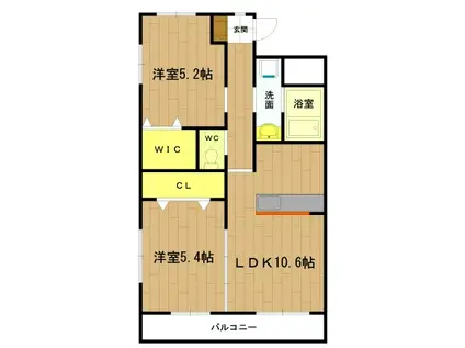 アンジュール小木(2LDK/4階)の間取り写真