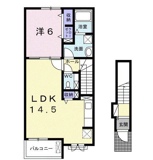 ミレグランデII(1LDK/2階)の間取り写真
