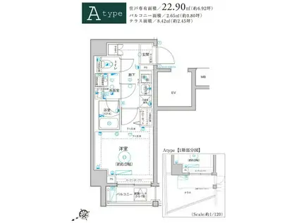 LEA横濱山手壱番館(1K/3階)の間取り写真