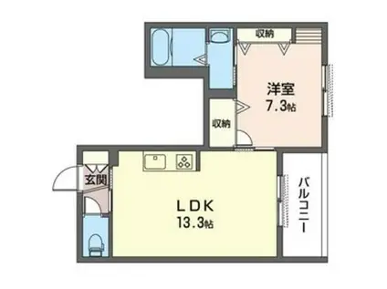 グランヴェール登戸(1LDK/2階)の間取り写真