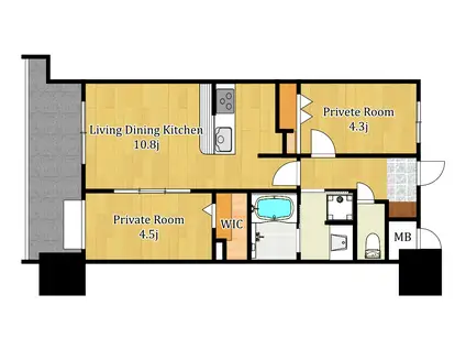 THE GRAND WASHU横川(2LDK/10階)の間取り写真