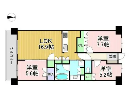 京都桂川つむぎの街グランスクエア 818号(3LDK/8階)の間取り写真
