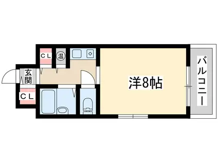 ミーールズ江坂(1K/3階)の間取り写真