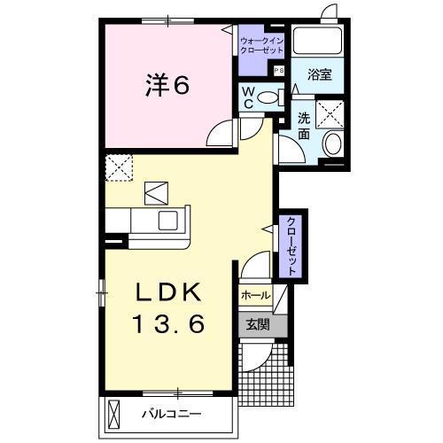 カーサ・プラシードB(1LDK/1階)の間取り写真