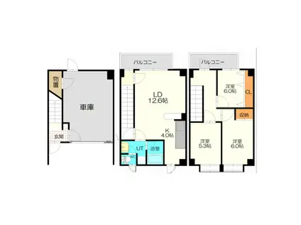 アーバン大谷地(3LDK/2階)の間取り写真