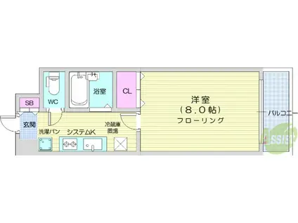 コンアモールⅠ(1K/3階)の間取り写真