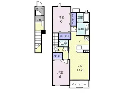 ローズアイズ(2LDK/2階)の間取り写真