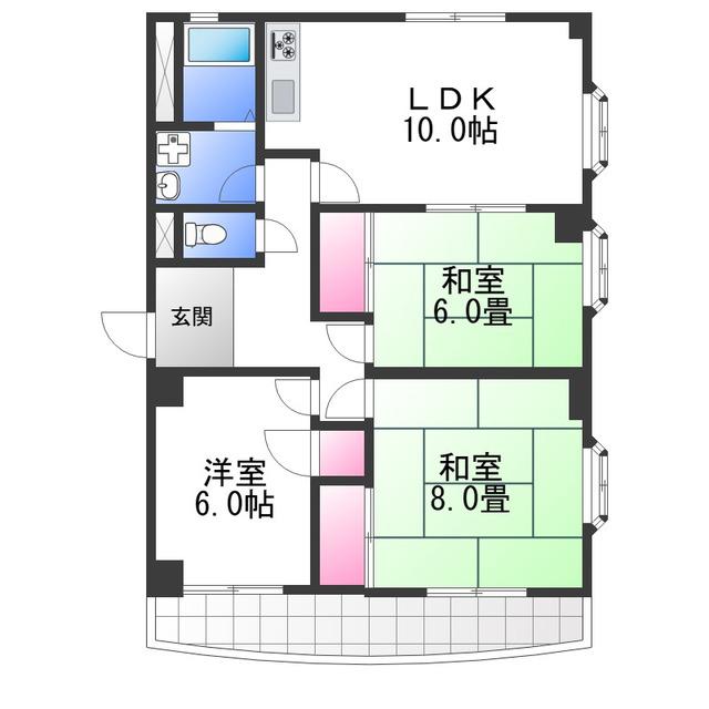 エステートBLDIII(3LDK/8階)の間取り写真