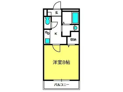 パーシモン浦和(1K/1階)の間取り写真
