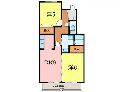 PCM WAUWAU99(2DK/1階)の間取り写真