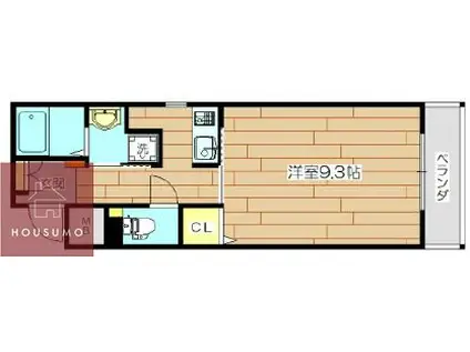 ウエスツオーネ(1K/2階)の間取り写真