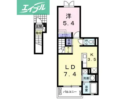 サニーメゾン弐番館(1LDK/2階)の間取り写真