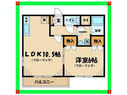 PINE GARDEN(1LDK/1階)の間取り写真