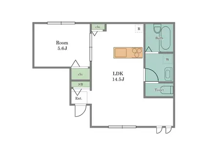 エルシオン狛江(1LDK/1階)の間取り写真