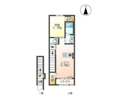 グラン・シャルム塩冶(1LDK/2階)の間取り写真