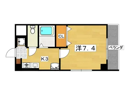 Mプラザ香里参番館(1K/2階)の間取り写真