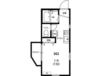PAO上石神井(ワンルーム/3階)の間取り写真