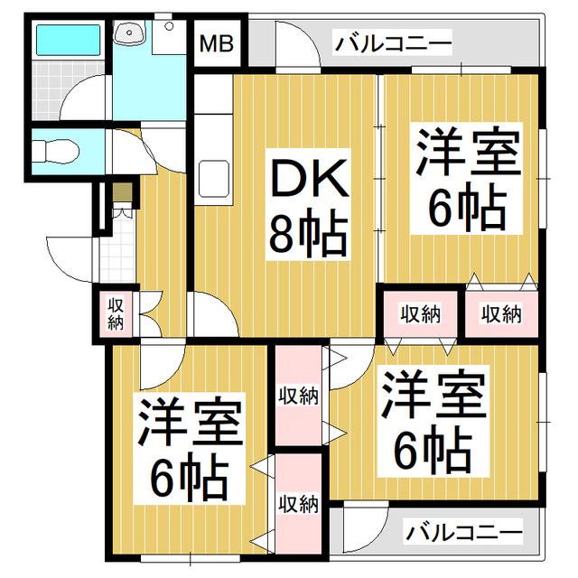 ソレイユ宮ノ上(3DK/3階)の間取り写真
