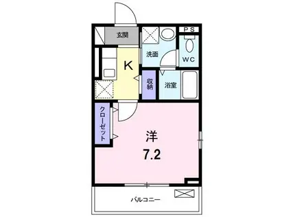 グランヴィア城北(1K/2階)の間取り写真