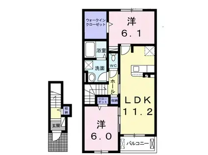 ホープ Ⅰ(2LDK/2階)の間取り写真